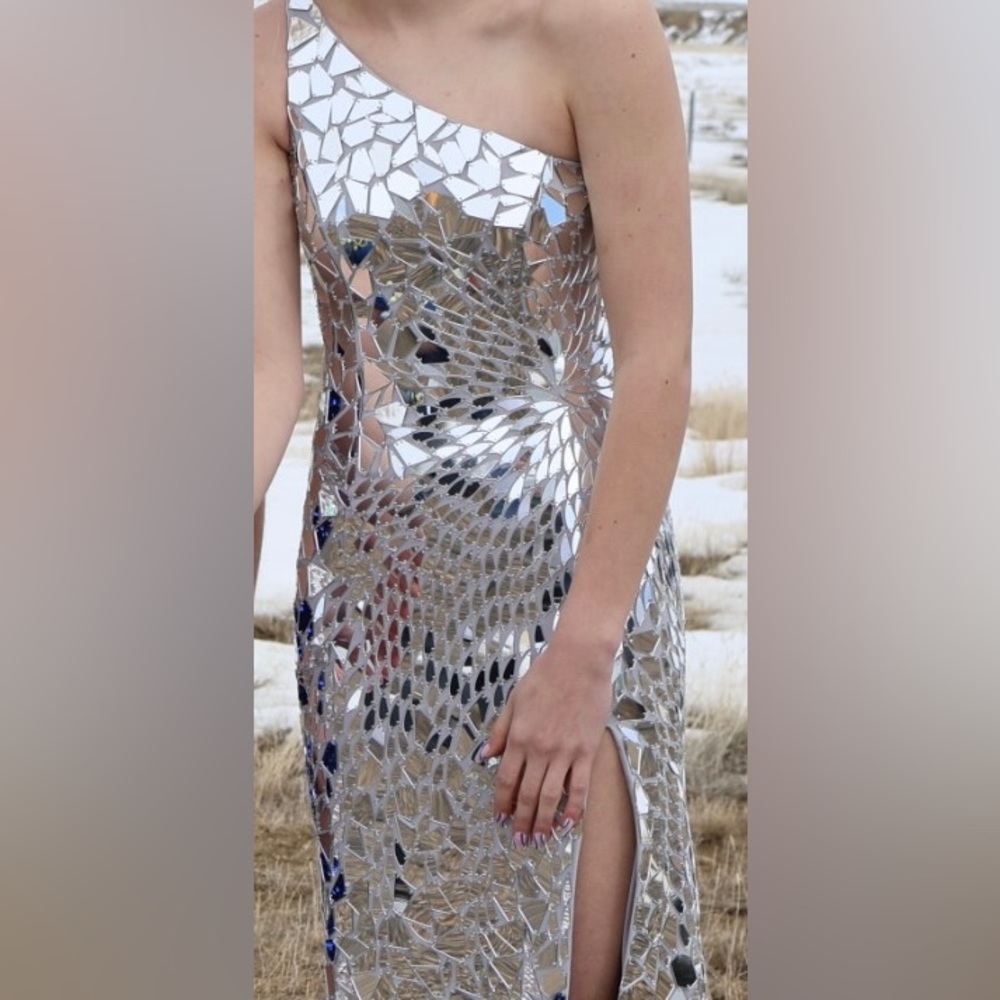 Sherry Hill One-Shoulder Mirror Dress